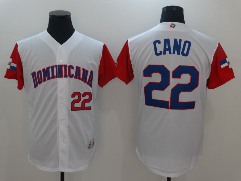 Men Dominican Republic Baseball #22 Robinson Cano White 2017 World Baseball Classic Replica Jersey